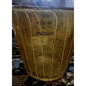Venini for Disaronno Murano Art Glass Amber White Swirl  Bubble Ice Bucket MCM